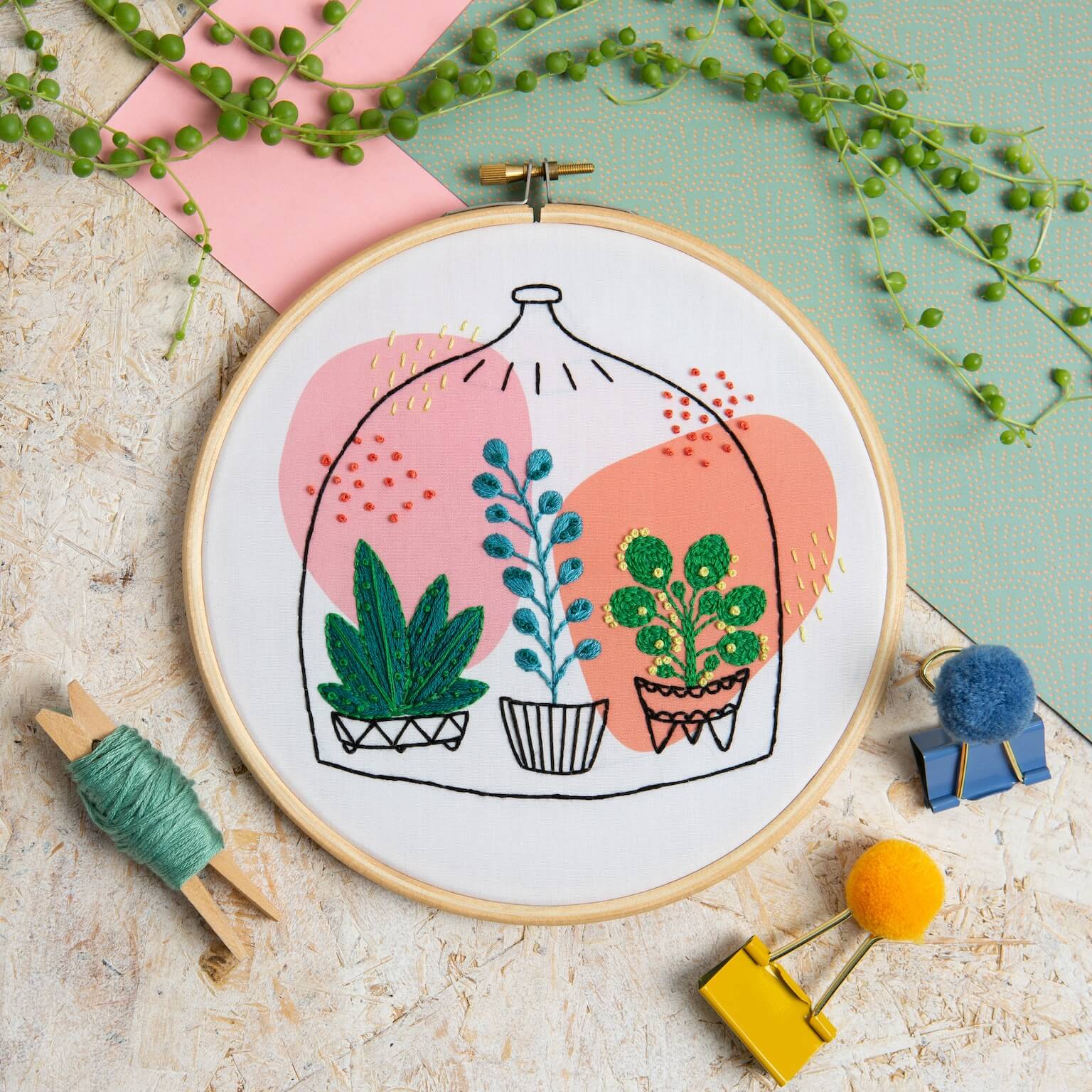 Houseplant embroidery pattern