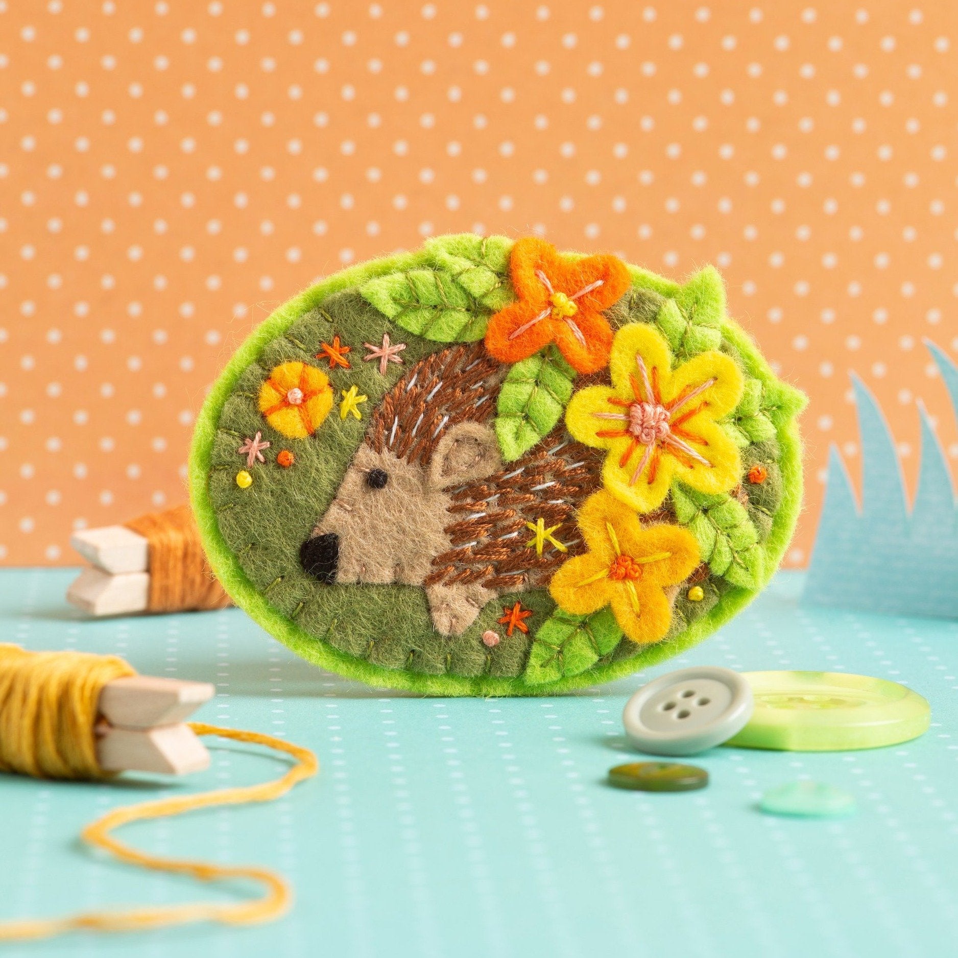 Hedgehog brooch felt craft kit