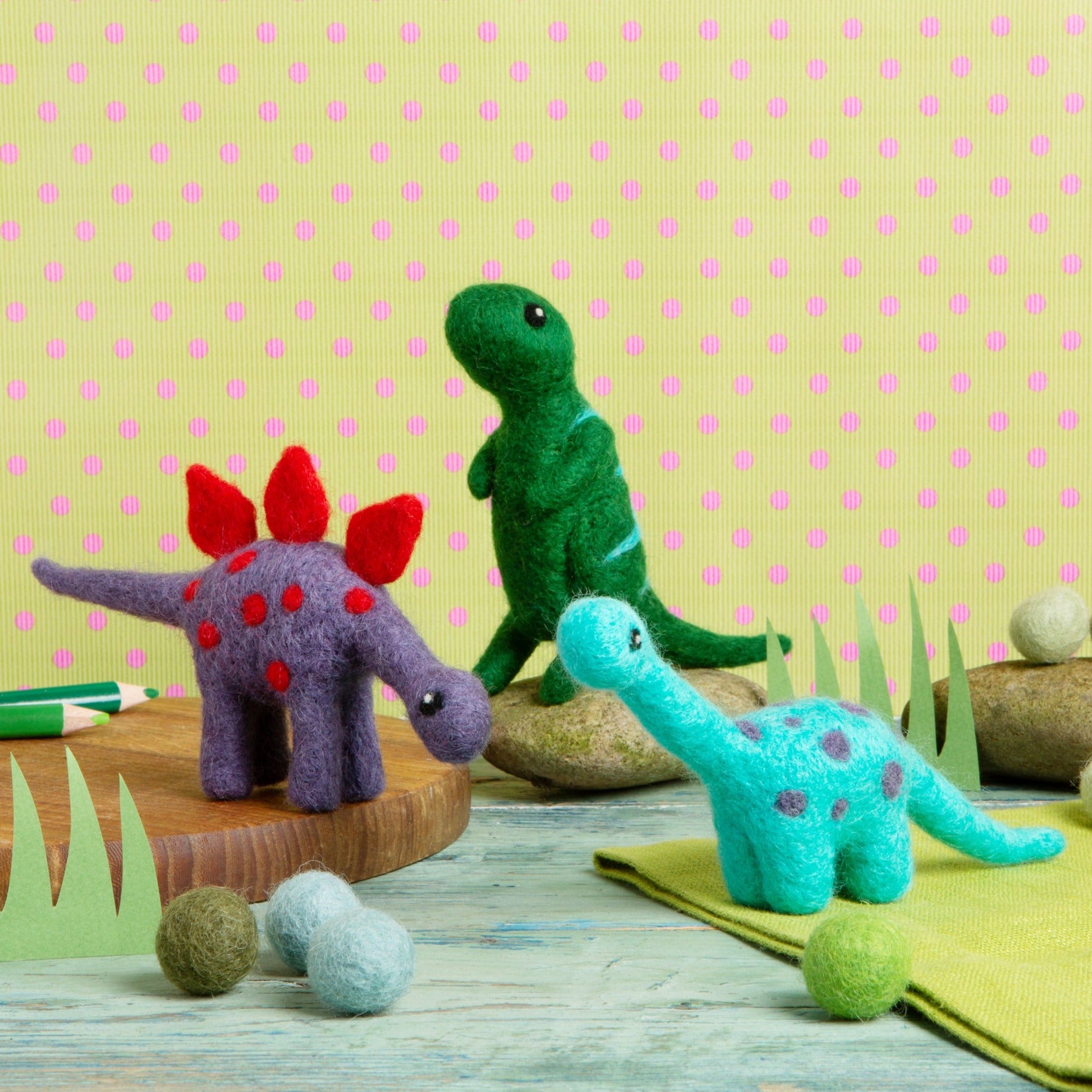 Dinosaurs Needle Felting Bundle Hawthorn Handmade