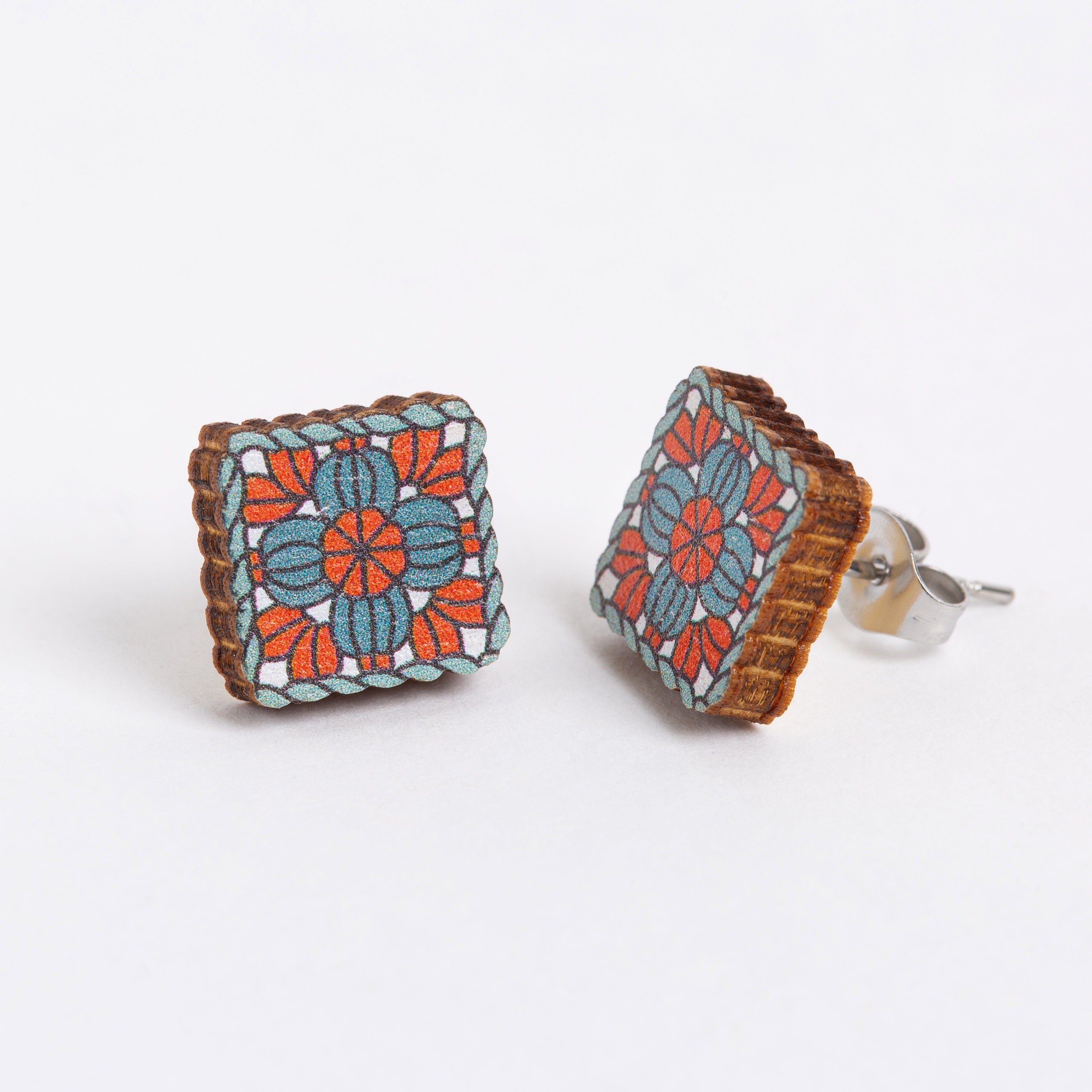 Granny Square Wooden Earrings - Crochet Gift – Hawthorn Handmade