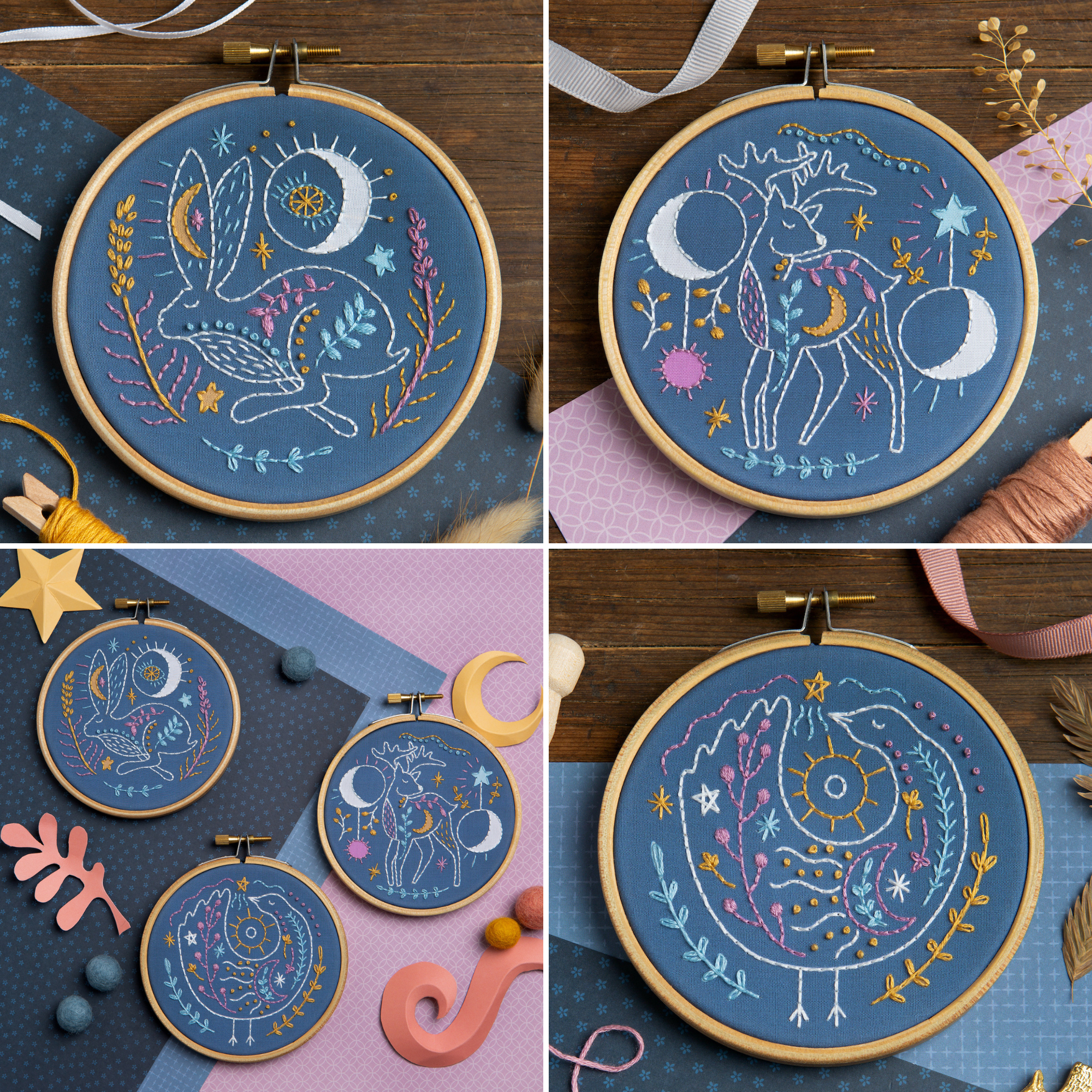 Celestial Deer Mini Embroidery Kit - Hawthorn Handmade