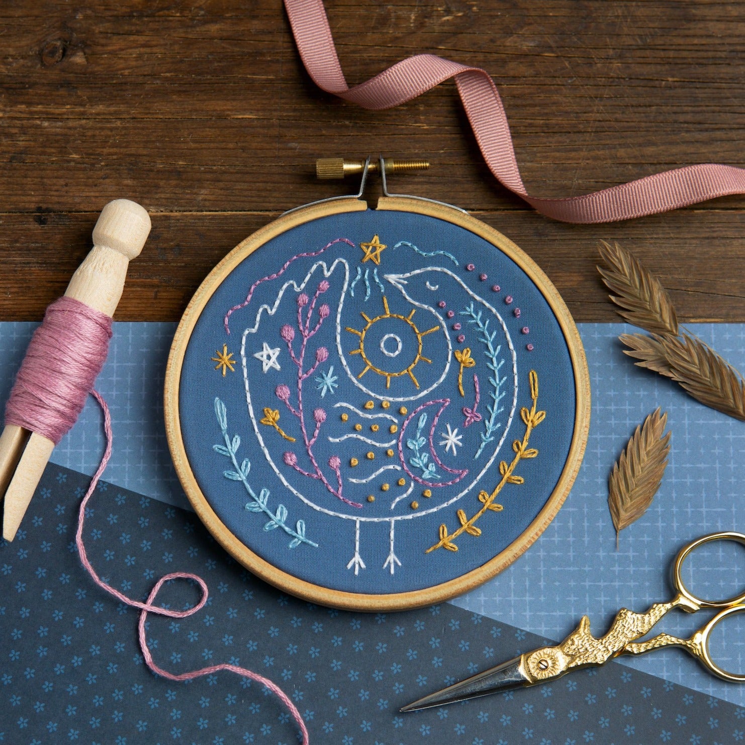 Celestial Bird Mini Embroidery Kit – Hawthorn Handmade