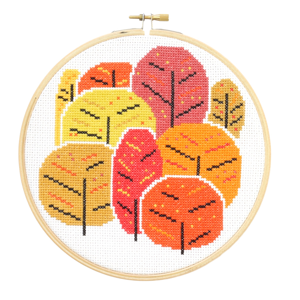 Clipped Image of Autumn Trees Cross Stitch Kit