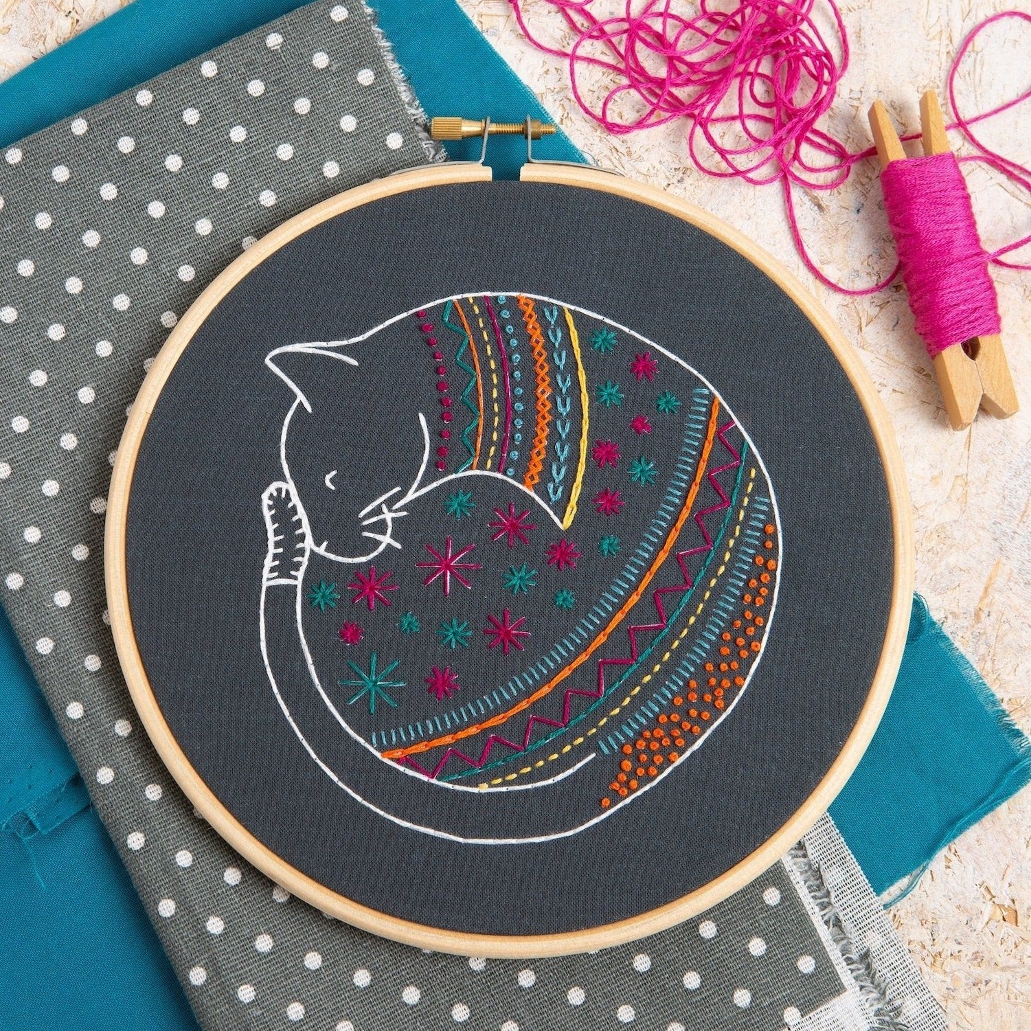 Black Cat Embroidery Kit – Hawthorn Handmade