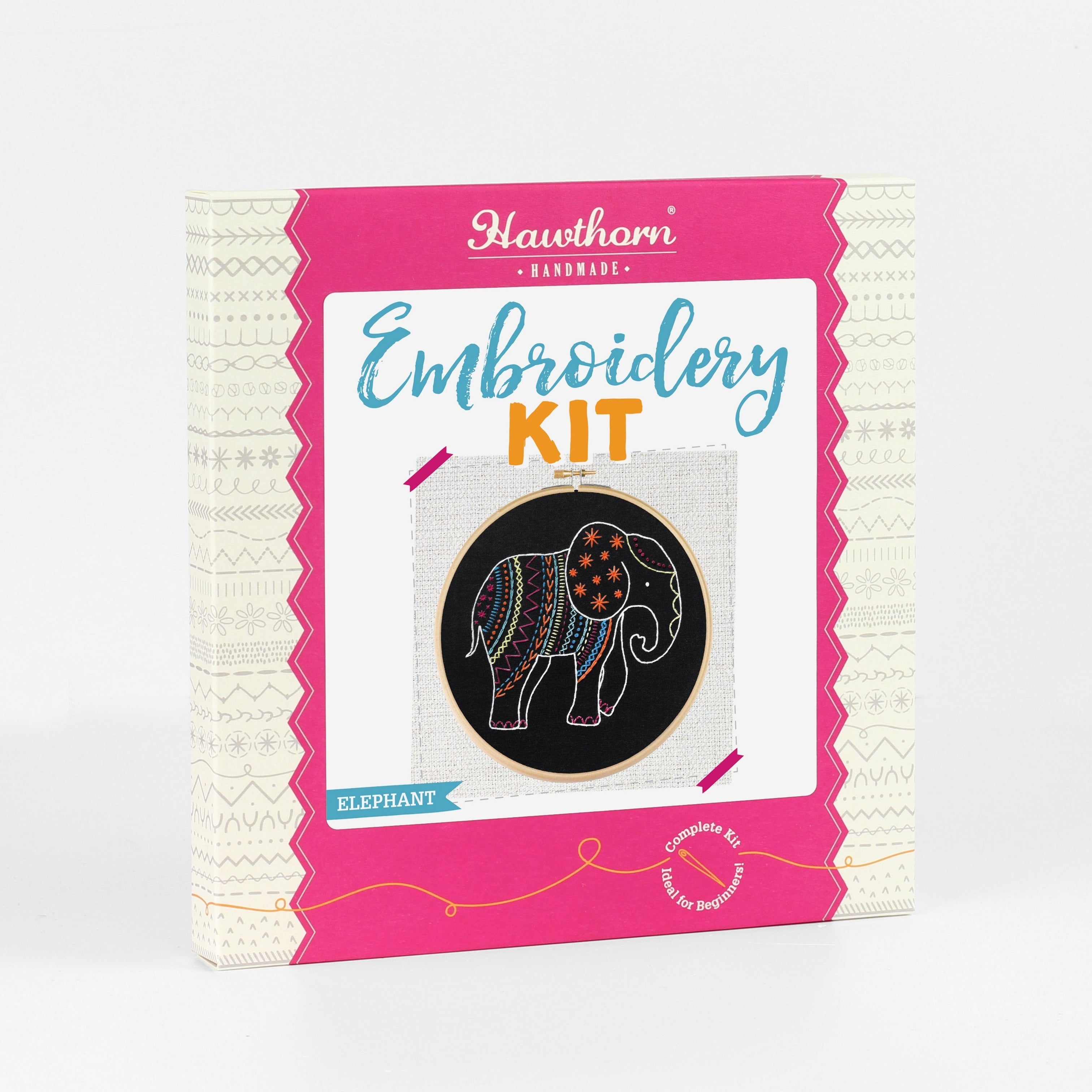 Black Elephant Embroidery Kit