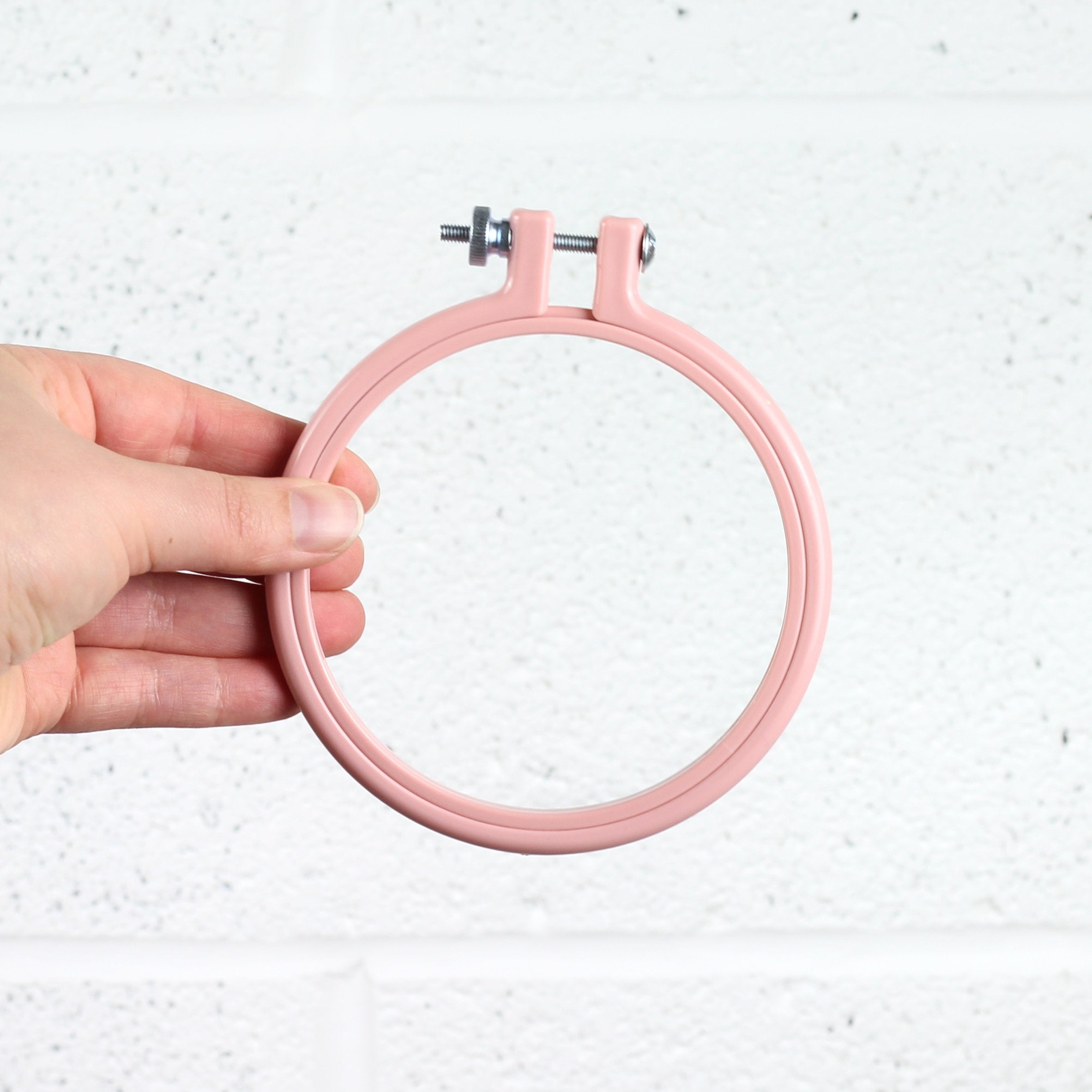 Coloured Plastic Embroidery Hoop 4" - Pink