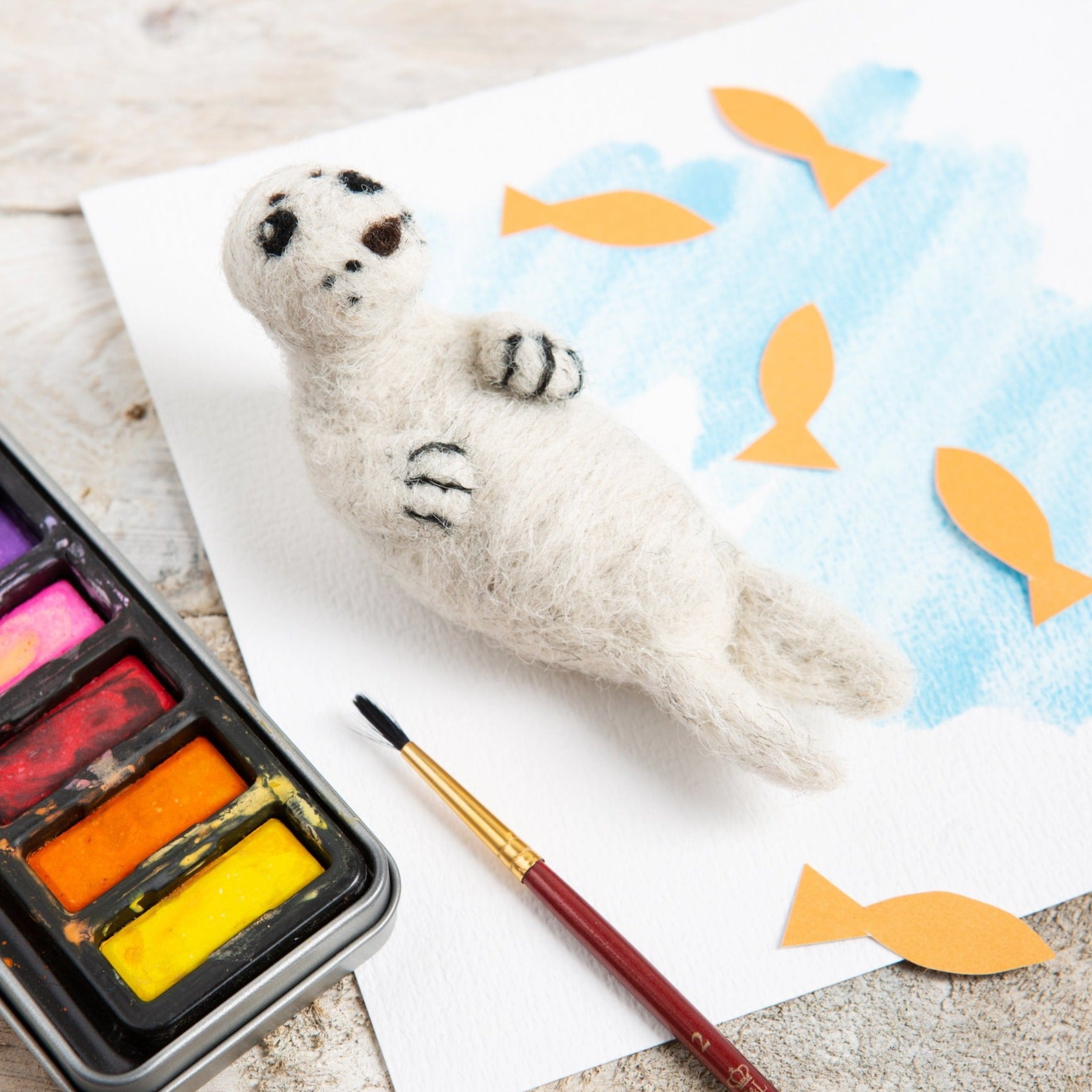 Seal Pup Mini Needle Felting Kit